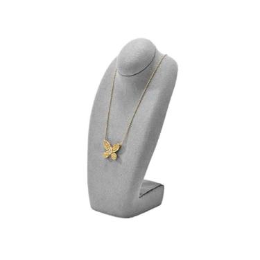 Imagem de Elegante microfibra busto joias expositor colar adereços luz luxo loja organizador (cinza)