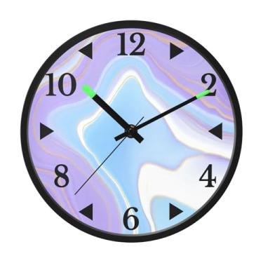 Imagem de STAYTOP Lindo relógio de parede de LED com textura de mármore para quarto com brilho noturno, relógios de parede silenciosos de 30 cm para decoração de sala de estar, controle de som, relógio de