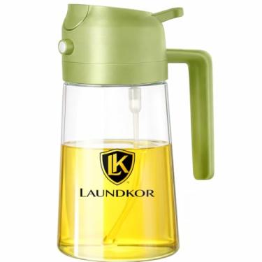 Imagem de LaundKor Frasco dispensador de azeite de oliva com pulverizador, 2 em 1, frasco de vidro de óleo e vinagre, frasco de spray antiaderente de grau alimentício para cozinhar, salada, grelhar, churrasco