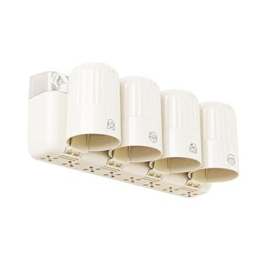 Imagem de Zerodis Suporte para Escova de Dentes, Organizador de Armazenamento de Dispensador de Escova de Dentes Montado na Parede Com Copo 4 Slots Suporte de Suspensão Autoadesivo de (Branco Creme e