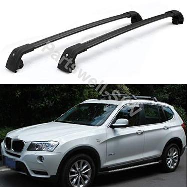 Imagem de YiXi-Partswell 2 peças de rack de teto travável barras transversais bagageiro alumínio adequado para BMW X1 E84 2010-2015 - preto