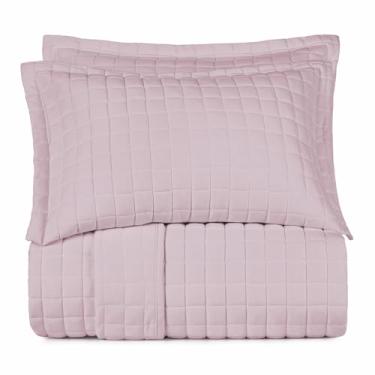 Imagem de Jogo de Colcha Malha Fio Penteado 100% Algodão - Rosê Natural - Casal