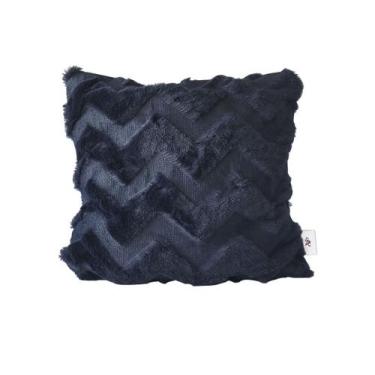 Imagem de Capa de almofada com detalhes geométricos 44x44cm - Amigold, Azul mari