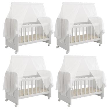 Imagem de Kit 04 Berços Para Boneca Magia C02 Brinquedo Infantil Branco - Lyam Decor