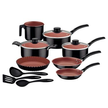 Imagem de Jogo De Panelas Tramontina Turim 10 Peças Preto Em Alumínio Antiaderente Starflon Max