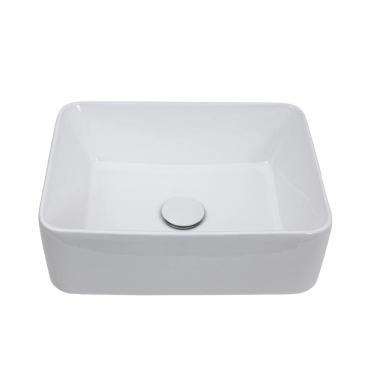 Imagem de Cuba de Apoio para Banheiro Retangular Louça Cerâmica Galena - Branco
