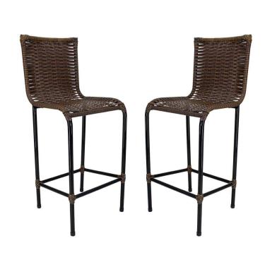 Imagem de Kit 2 Banquetas Alta Diplomata Fibra Sintética Argila