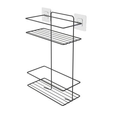 Imagem de Porta Shampoo Duplo Banheiro Com Adesivo - Stolf Preto