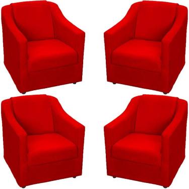 Imagem de Kit 4 Poltronas Mila Pé De Plástico Cromado - Vermelho Suede