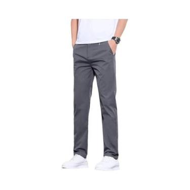 Imagem de Calças Casuais Slim Masculinas Para Primavera E Verão, Finas, Com Cint