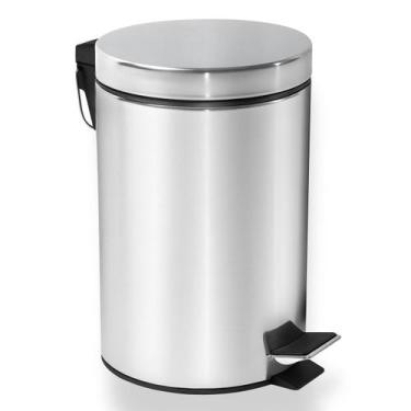 Imagem de Lixeira Aço Inox Platina Com Pedal E Cesto Interno 3 Litros Litros: 3 