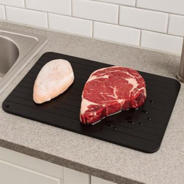 Imagem de Tábua Descongelar Alimentos Suporte Cozinha Bandeja Preto Churrasco Ap