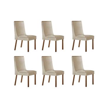 Imagem de Cadeira de Cozinha Dakota Kit 6 Un Naturalle/Suede Creme - Rufato