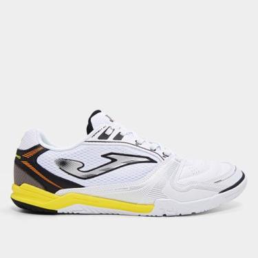Imagem de Chuteira Futsal Joma Dribling Masculina, Branco, Amarelo, 40