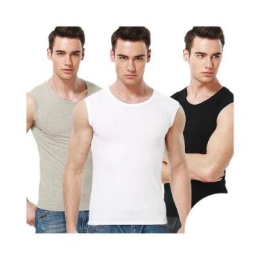 Imagem de Camiseta Regata Masculina De Algodão 1/3 Peça Ajustada Confortável Par