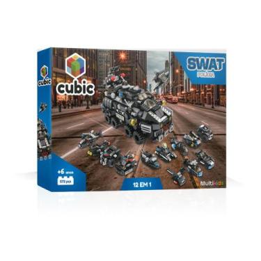 Imagem de Blocos De Montar Cubic 12 Em 1 Policia 572 Pcs - Br1095, Preto