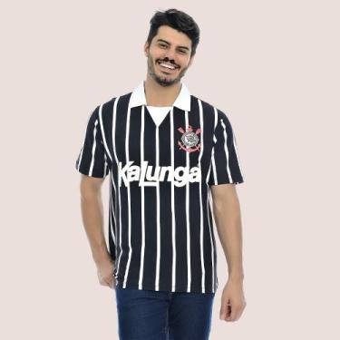 Imagem de Camiseta Corinthians 1990 Masculina Licenciada Oficial Kalunga Algodão