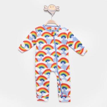 Imagem de Macacão Pijama Bebê Candy Kids Soft Fleece Masculino, Azul, Branco, 6/