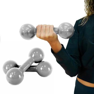 Imagem de Par Halter Peso Academia Musculação Emborrachado 8kg Consport