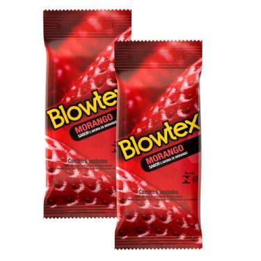 Imagem de Kit c/ 2 Pacotes Preservativo Blowtex Morango c/ 6 Un Cada