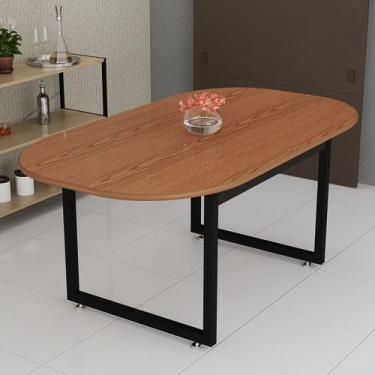 Imagem de Mesa De Jantar Oval Para 6 Lugares em Mdf Para Sala De Estar E Cozinha
