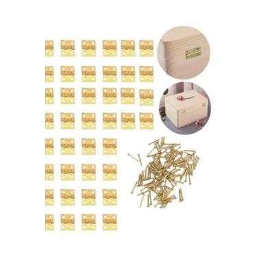 Imagem de Mini Dobradiça Dourada De Latão 50 Peças 8x10mm Para Artesanato Pequen