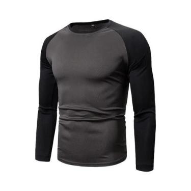 Imagem de Camiseta Masculina De Manga Longa Com Bloco De Cores, Gola Redonda, Pa