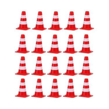 Imagem de Conjunto De Mini Cones De Trânsito 20 Peças, Sinais De Trânsito Em Min