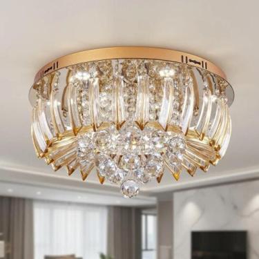 Imagem de Plafon Sobrepor LED Cristal e Acrílico Greta 45cm 24W Dourado Esquilos