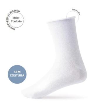 Imagem de Kit com 3 Pares Meias em Algodão Sem Punho Diabéticos Idosos - Rikam, 
