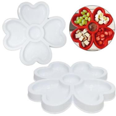 Imagem de Petisqueira De Mesa Flor Com Divisória Para Molho E Frios Cor:Branca -
