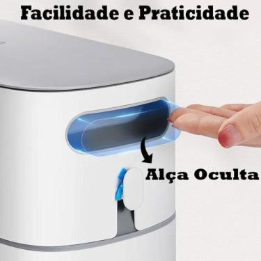 Imagem de Lixeira com Alça e Tampa Click para Banheiro Snel Home, Branco, único