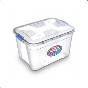 Imagem de Caixa Organizadora Transparente Grande 30 Litros com Travas e Tampa Pl