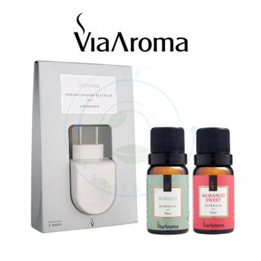 Imagem de Aparelho Aromatizador Difusor De Ambiente Elétrico Standard Branco Via Aroma Com 2 Essências Standard + Bamboo