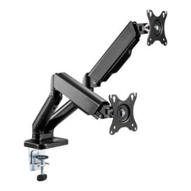 Imagem de Suporte Articulado Para Dois Monitores 17" à 32" Fortrek FK441S, Com Pistão a Gás, Pret...