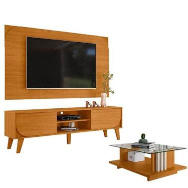 Imagem de Rack Bancada E Painel Para Tv Duna Cinamomo Com Mesa De Centro Frizz C