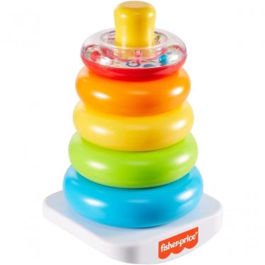 Imagem de Brinquedo Empilhavel Piramide de Argolas para Bebes com Base Balancante e Chocalho Fisher Price