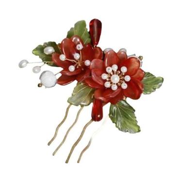 Imagem de Pente De Cabelo Elegante Vintage Com Flor De Vidro Estilo Chinês Para 