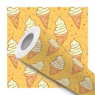 Imagem de Papel De Parede Adesivo Infantil Sorveteria Casquinhas Sorvete Amarelo