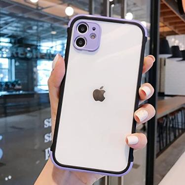 Imagem de Estojo de luxo para iPhone 13 12 11 Pro Max XS XR X 8 7 Plus Capa de celular de silicone transparente plástico à prova de choque, roxo, para iPhone XS Max
