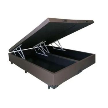 Imagem de Cama Box Baú Queen Com 30cm De Profundidade -BLINDADO Corino Marrom