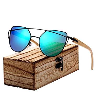 Imagem de Óculos de Sol Feminino BARCUR Estilo Gatinho Design Elegante Hastes Estilo Madeira Pola...