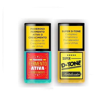 Imagem de Kit Sos Unhas Base Fermento Ativa + D-Tone Fortalecedor