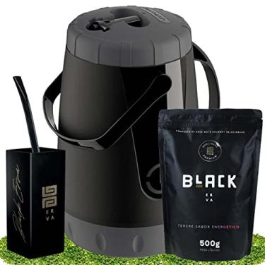 Imagem de Kit Tereré Black Erva Garrafa Lisa Cuia E Erva Energético