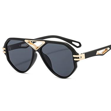 Imagem de QWERTYUI Óculos de sol fashion retrô lentes polarizadas proteção UV óculos de sol para direção de praia verão bicicleta golfe, preto
