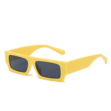 Imagem de Óculos de sol femininos retangulares pequenos óculos de sol uv masculinos retrô quadrados pretos óculos de luxo óculos de decoração brancos, cinza amarelo