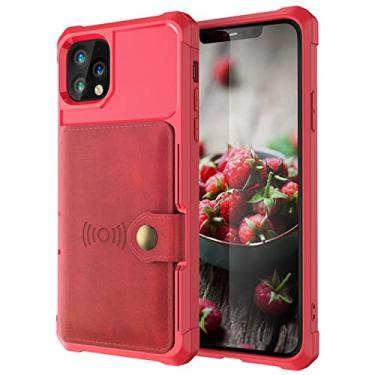 Imagem de Coque Pour iPhone 13/13 Pro/13 Pro Max, Premium Étui À Rabat En Cuir PU, Fermeture Magnétique Solide, Fente Pour Carte Et Portefeuille, Vermelho, 13pro 15,5 cm