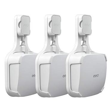 Imagem de PETIMETI Montagem de parede para sistema WiFi EERO Pro 6, suporte de montagem em parede com economia de espaço para roteador EERO Pro 6 com gerenciamento de cabo e fácil movimentação (embalagem com 3)