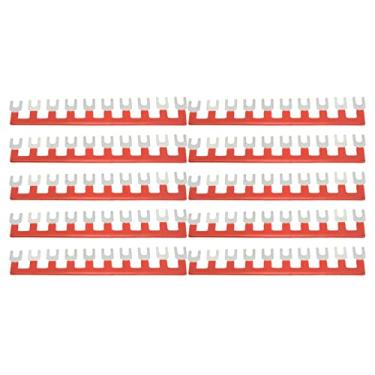 Imagem de Bloco de Tira de Terminal, Pequeno Compacto Vermelho 400V 25A Barreira de Bainha de PVC Tipo Garfo Tira 10 Peças para Canteiros de Obras (TB-2510)