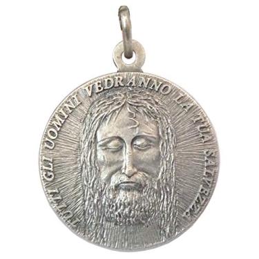 Imagem de Medalha The Holy Face Shroud of Jesus Christ - - Obra-prima italiana real tamanho grande - 32 mm - Feito em alto alívio, Latão